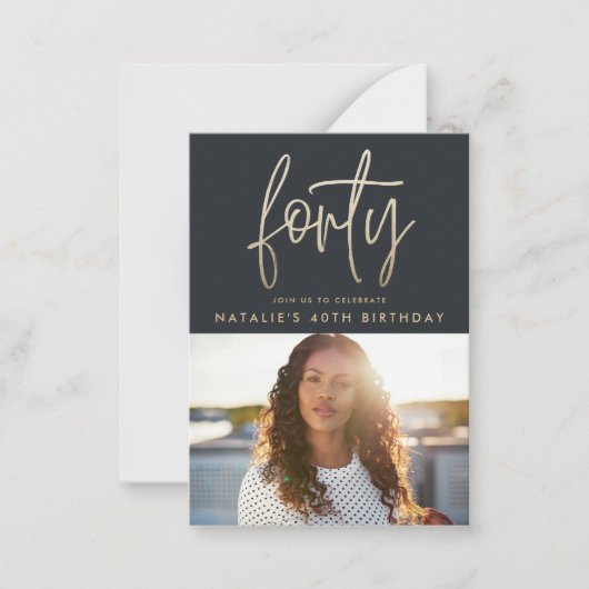 予算40歳の誕生日シンプルのスタイリッシュエレガント脚本 ノートカード (正面)
