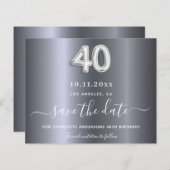 予算40th誕生日シルバーメタル日付を保存 (正面/裏面)