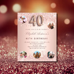 予算40th誕生日バラ金ゴールド写真の招待<br><div class="desc">40歳モダンのスタイリッシュ誕生日パーティーへの魅力的な招待。バラ金ゴールドグラディエントの背景エレガント、バラ金ゴールド、フェイク赤面グリッタードリップ絵を描ルック。名前は暗い書バラ金ゴールド色の手でスタイルスクリプトと一緒に。カスタマイズしてパーティー詳細と写真を追加する。40番はバ書ロンスタイルフォント、スクリプト付き。</div>