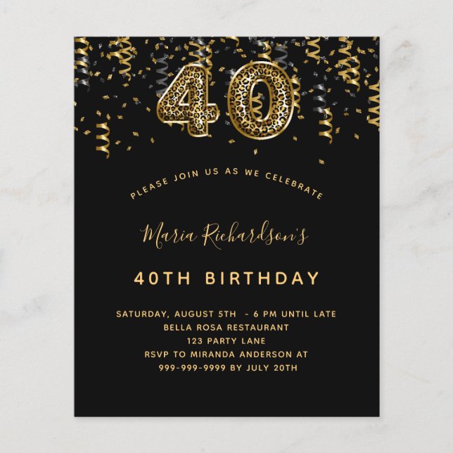 予算40th誕生日ブラック金ゴールドヒョウパーティー (正面)