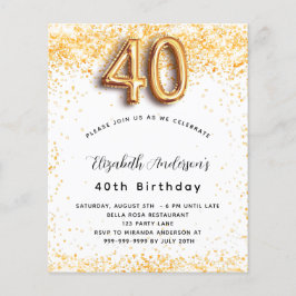 予算40th誕生日ホワイト金ゴールドグリッター招待