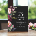 予算40th誕生日ムーディフローラ招待状<br><div class="desc">豊祝かなブルゴーニュと赤面の花模様を含むモダンmoody 40th誕生日の招待であなたのマイルストーン。このエレガントデザインは、深い、ドラマチックなトーンとソフトでロマンチックなアクセントを融合し、洗練された魅力的な雰囲気を設定するのに最適。印象的なフローラの配置は、贅沢のtouchを追加し、レイアウトコンテンポラリーは保、洗練さスタイリッシュれている。夕べやフォーマルお祝いに理想的な、この招待は永遠の美しいの本質を捉え祝、40歳の誕生日が恵み、スタイルと魅力を持つことを確かなものにする。</div>