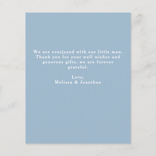 予算5エレガントフォトコラージュ男の赤ちゃんありがとうございました (裏面)