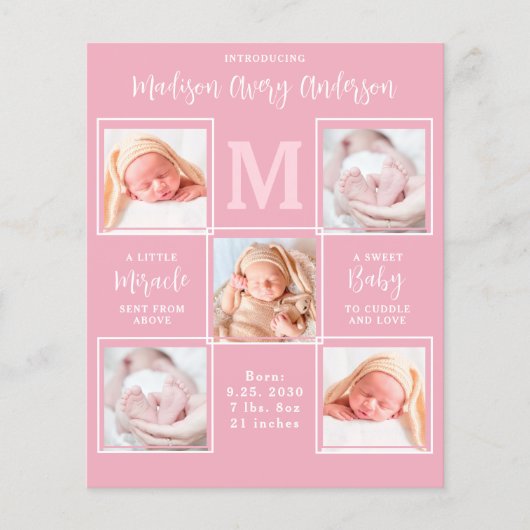 予算5モダン写真コラージュ赤ちゃん女の子ありがとう (正面)