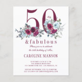 予算50と素晴らしいフローラ誕生日の招待状 チラシ (正面)