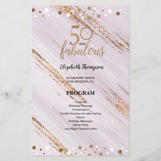 予算50と素晴らしい50番目の誕生日プログラム (裏面)