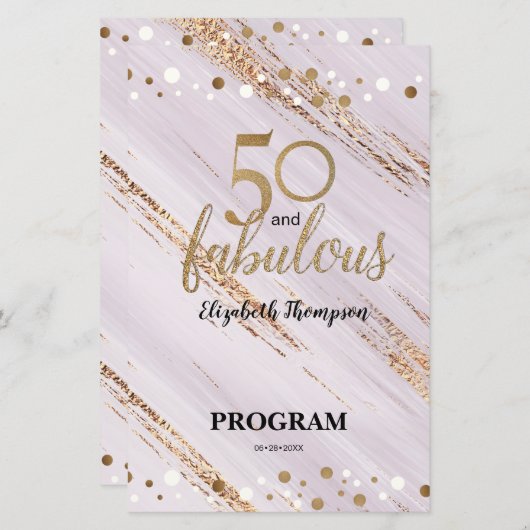 予算50と素晴らしい50番目の誕生日プログラム (正面/裏面)