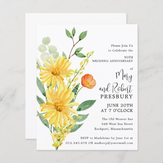 予算50周年記念イエローフローラ招待状 (正面/裏面)