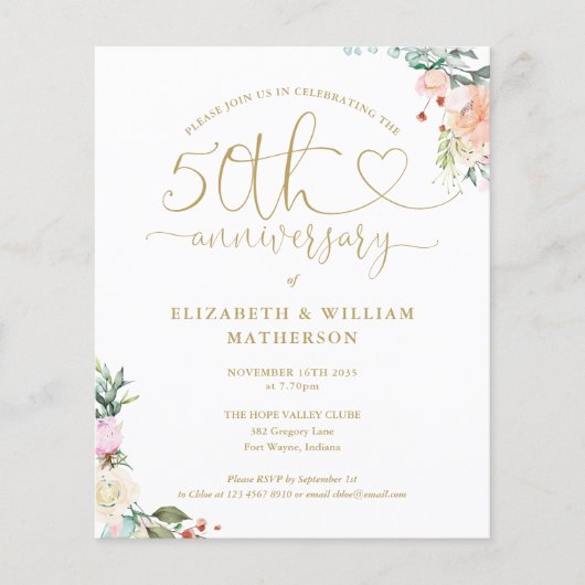 予算50周年記念ハートフローラ招待状 (正面)