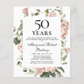 予算50周年記念ピンクフローラ招待状 (正面)