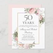 予算50周年記念ピンクフローラ招待状 (正面/裏面)
