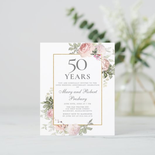 予算50周年記念ピンクフローラ招待状 (スタンド正面)