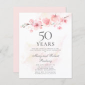 予算50周年記念招待状さくらんぼ花 (正面/裏面)