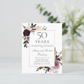 予算50周年記念招待状パープルピンクフローラ (スタンド正面)