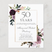 予算50周年記念招待状パープルピンクフローラ (正面)