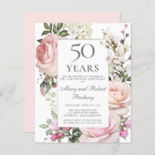 予算50周年記念招待状ピンクフローラ (正面/裏面)