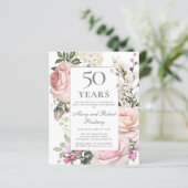 予算50周年記念招待状ピンクフローラ (スタンド正面)