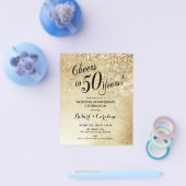 予算50周年記念金ゴールド招待状 チラシ (シングル)