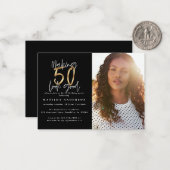 予算50th見た良い写真の誕生日の招待状 ノートカード (正面/裏面インサイチュ)