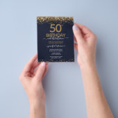 予算50th誕生日グリッター招待状 チラシ (手)