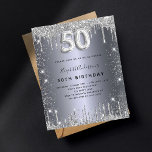 予算50th誕生日シルバーグリッター招待<br><div class="desc">50歳モダンのスタイリッシュ誕生日パーティーへの華やかな招待。銀フェイク色の背景、飾グリッターの塵。名前とパーティー・詳細のパーソナライズおよび追加50番はバ書ロンスタイルフォント、スクリプト付き。</div>