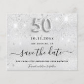 予算50th誕生日シルバーグリッター日付を保存 (正面)