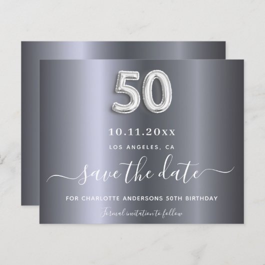 予算50th誕生日シルバーメタル日付を保存 (正面/裏面)