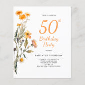 予算50th誕生日フローラワイルドフラワー招待状 チラシ (正面)