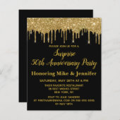 予算50th金ゴールド驚きの記念日招待状 (正面/裏面)