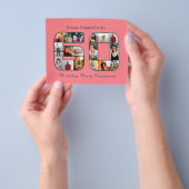 予算60誕生日招待状60写真ピンク チラシ (手)