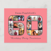 予算60誕生日招待状60写真ピンク チラシ (正面)