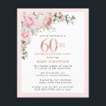 予算60th誕生日サプライズパーティーピンクフローラ<br><div class="desc">上の角にピンクエレガントのバラのフローラを配置したソフトな赤面のピ離れックフレーム。60位は美し書いバラ金ゴールドの質感。そしてかわいらしフェミニンデザイン</div>