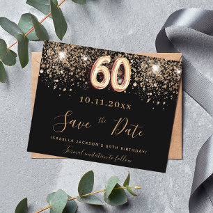 予算60th誕生日ブラックグリッター日付を保存