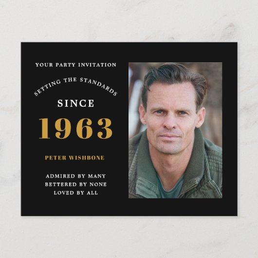 予算60th誕生日招待状1963名前Photo Fl チラシ (正面)