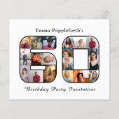 予算60th誕生日招待状60フォト白 チラシ (正面)