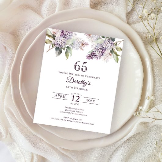 予算65th誕生日パーティパープル薄紫フローラ