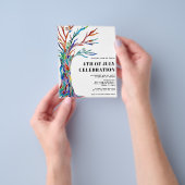 予算7月4日お祝い招待状 チラシ (手)