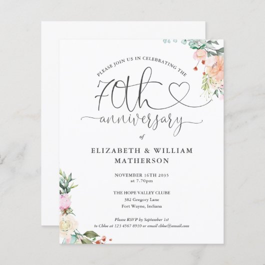 予算70周年記念ハートフローラ招待状 (正面/裏面)