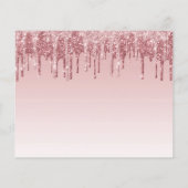 予算70th誕生日グリッターバラ金ゴールドピンク招待状 (裏面)