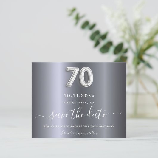 予算70th誕生日シルバーメタル日付を保存 (スタンド正面)