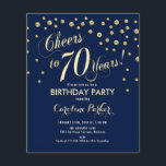 予算70th誕生日パーティー – 金ゴールド海軍招待状 チラシ<br><div class="desc">予算70th誕生日パーティー招待フライヤー。エレガントグリッターフェイク金ゴールドと海軍のデザイン。応援70年！***このデザインは非常に薄いフライヤー紙に印刷され、封筒が付いていないことに注意し来てください。予算招待状に最適。同じもしデザインが厚い紙をお探しの場合は、当社の店をご覧ください。</div>