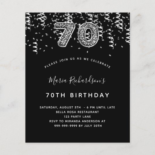 予算70th誕生日ブラックシルバーヒョウパーティー (正面)