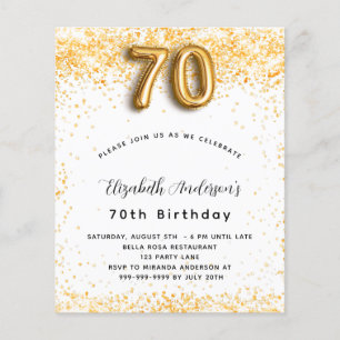 予算70th誕生日ホワイト金ゴールドグリッター招待