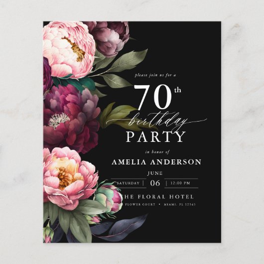 予算70th誕生日ムーディフローラ招待状 チラシ (正面)