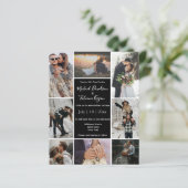 予算8写真コラージュ黒結婚式招待状 (スタンド正面)