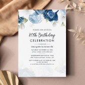 予算80誕生日ダスティブルーブルーフローラパーティー招待状