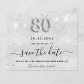 予算80th誕生日シルバーグリッター日付を保存 (正面)