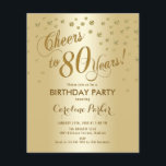 予算80th誕生日パーティー – 金ゴールド招待状 チラシ<br><div class="desc">予算80th誕生日パーティー招待フライヤー。エレガントグリッター金ゴールドフェイクと金ゴールドフォイル効果のデザイン。応援80年！***このデザインは非常に薄いフライヤー紙に印刷され、封筒が付いていないことに注意し来てください。予算招待状に最適。同じもしデザインが厚い紙をお探しの場合は、当社の店をご覧ください。</div>