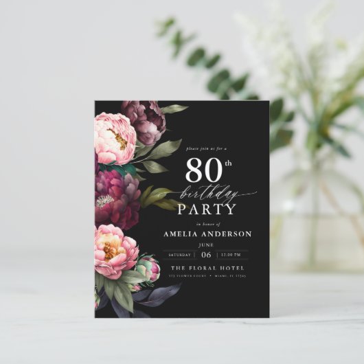 予算80th誕生日ムーディフローラ招待状 (スタンド正面)