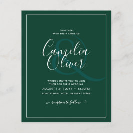 予算 エメラルドグリーンモノクロームテキスト チラシ